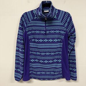 Columbia Glacial Fleece III Pullover Women’s M Purple Fair Isle Winter Hiking